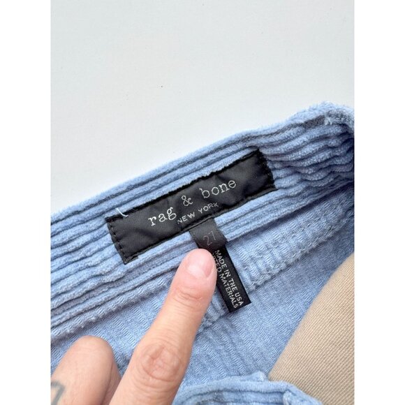 RAG & BONE Riviera Blue Cotton Corduroy Cropped Straight Leg Pants, Size 27 - Picture 10 of 12